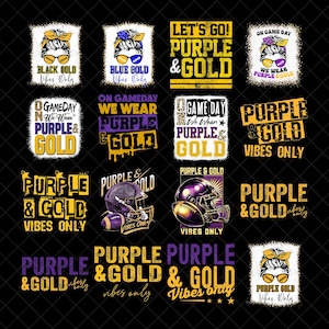 Retro Game Day PNG, Football Season PNG, Purple & Gold PNG, Custom School Colors, Png, Trendy Touchdown Shirt Design Print Sublimation