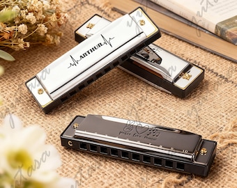 Personalized Stainless 10-Hole C Blues Harmonica, Custom Bridesmaid Gifts, Wedding Gifts For Couples,Birthday Gifts,Children Adults Students
