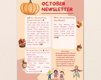 Editable Autumn Pumpkin Newsletter Template – Parent Communication for Classroom