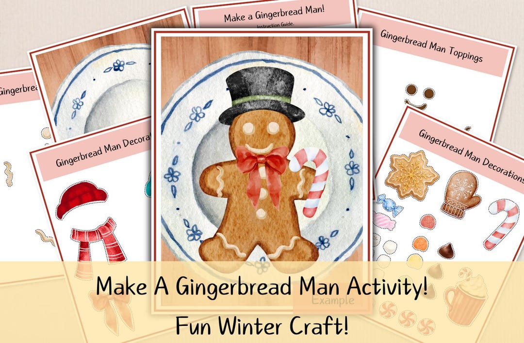 Gingerbread Man Craft Printable | Winter Cut and Paste Activity for ...