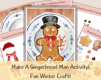 Gingerbread Man Craft Printable | Winter Cut and Paste Activity for Kids