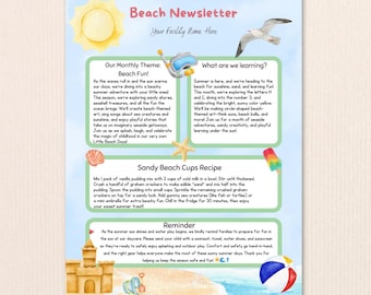 Beach Newsletter Template: Editable Summer Communication (Canva, Digital Download)