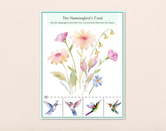 Hummingbird Cut and Paste Craft: Fine Motor Activity (Printable)