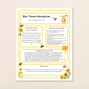 蜂をテーマにしたニュースレターテンプレート - 編集可能な春夏のコミュニケーションツール