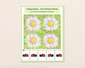 Ladybug Garden Cut & Paste Activity: Preschool Printable (PDF)