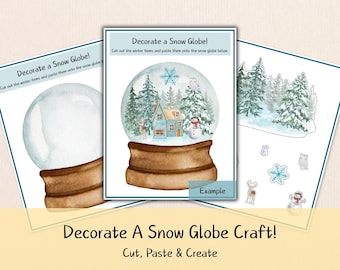Snow Globe Craft Printable | Winter Cut and Paste Activity for Kids