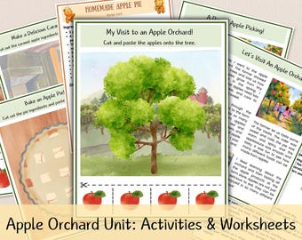 Apple Orchard Activity Packet: Fall Worksheets, Stories, Recipes (Printable Download)