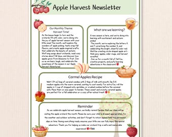 Apple Newsletter Template: Back to School Parent Communication (Canva Editable PDF Download