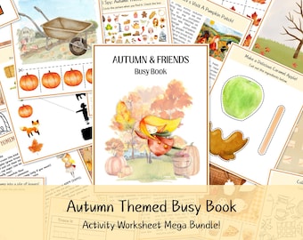 Autumn Busy Book: Fall Activity Worksheets for Kids (Printable)