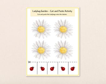 Ladybug Garden Craft: Cut & Paste Daisy Activity (Printable Worksheet)