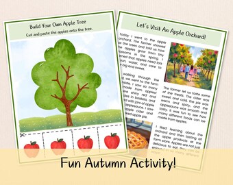 Apple Tree Cut and Paste Activity: Fine Motor Skills Worksheet (PDF)