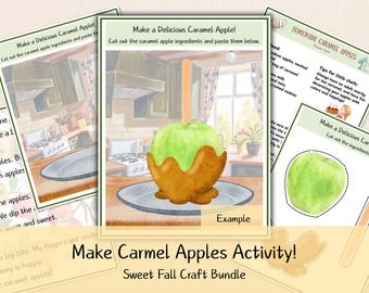Caramel Apple Cut & Paste Craft | Fall Activity for Kids | Apple Theme Printable