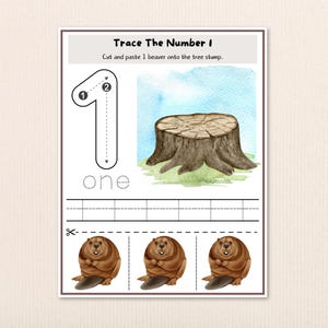 Preschool Number Worksheets 1–10 – Tracing, Counting, Cut & Paste Math Practice – Learn Numbers Activity for Toddlers and Pre-K