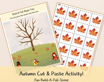 Autumn Tree Worksheet – Fall Leaves Cut & Paste Craft Activity