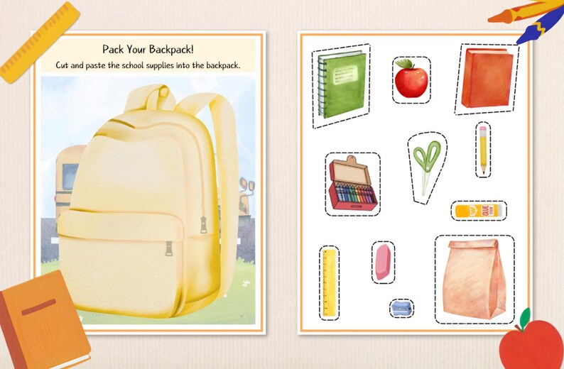 Backpack Cut Numbers Backpack Cut and Paste Activity: Fine Motor Skills Worksheet (PDF ...