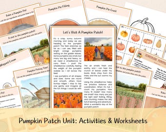 Pumpkin Patch Activity Packet: Fall Cut & Paste Worksheets (PDF Download)