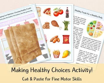 Healthy Food Choices Worksheet – Identify Healthy vs Unhealthy Foods | Nutrition Lesson for Kids
