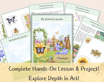 Butterfly Garden 3D Art Lesson, Printable Cut and Paste Craft (PDF)