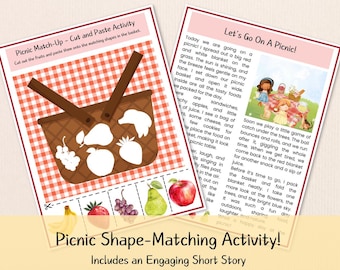 Picnic Shape Matching: Cut & Paste Worksheet (Digital Download)