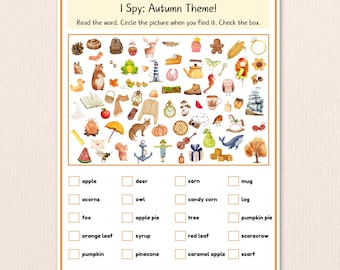 Fall I Spy Worksheet – Fun Autumn Activity for Elementary Students, Classroom Game, Critical Thinking