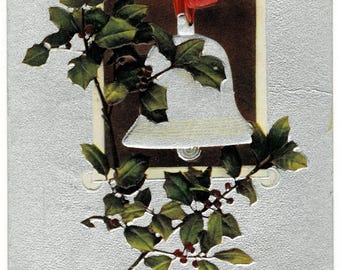 1909 Silver Bell Rings in the Season Christmas Postcard
