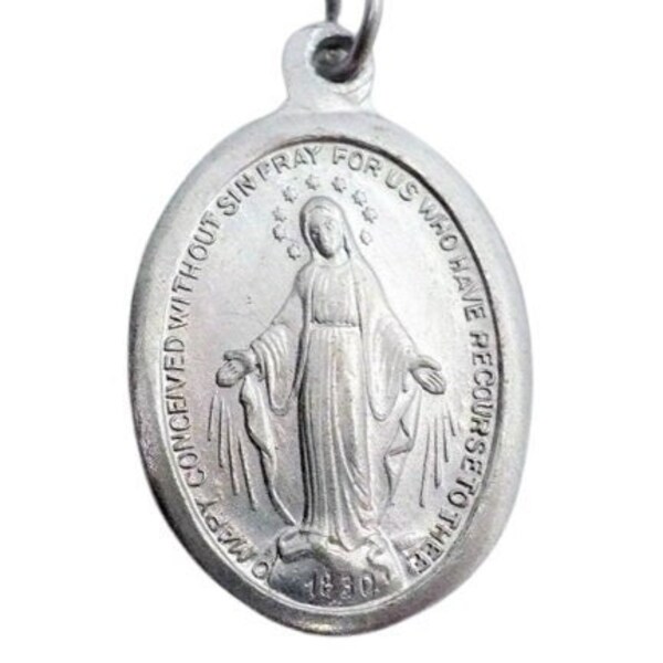 1940s Vintage Aluminum Miraculous Medal Saint Mary GetLuckyVintage