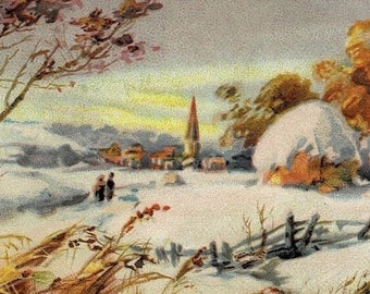 1908 Winter Wheat Mounds Vintage Christmas Postcard GetLuckyVintage