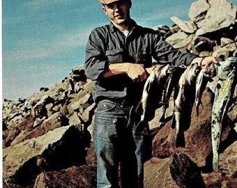 1965 North Columbia River Jetty, Fisherman Fishing Catch of the Day Postcard