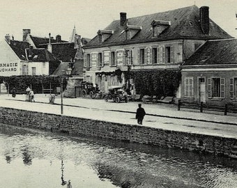 1909 Touchard Pharmacy Hotel Saint Louis Bellême France Postcard GetLuckyVintage