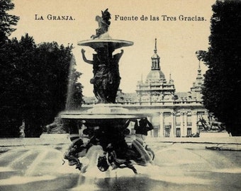 1909 La Granja Spain Three Graces Fountain Vintage Postcard GetLuckyVintage