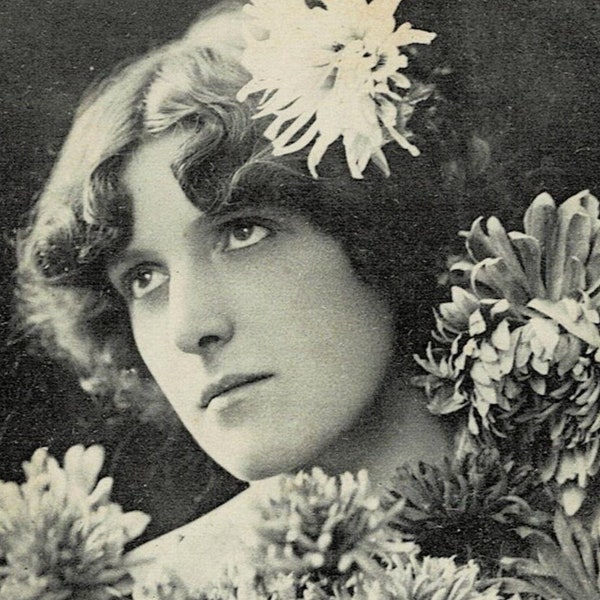 1905 Jugendstil Albert Bergeret Winter Flowers Vintage Postcard GetLuckyVintage