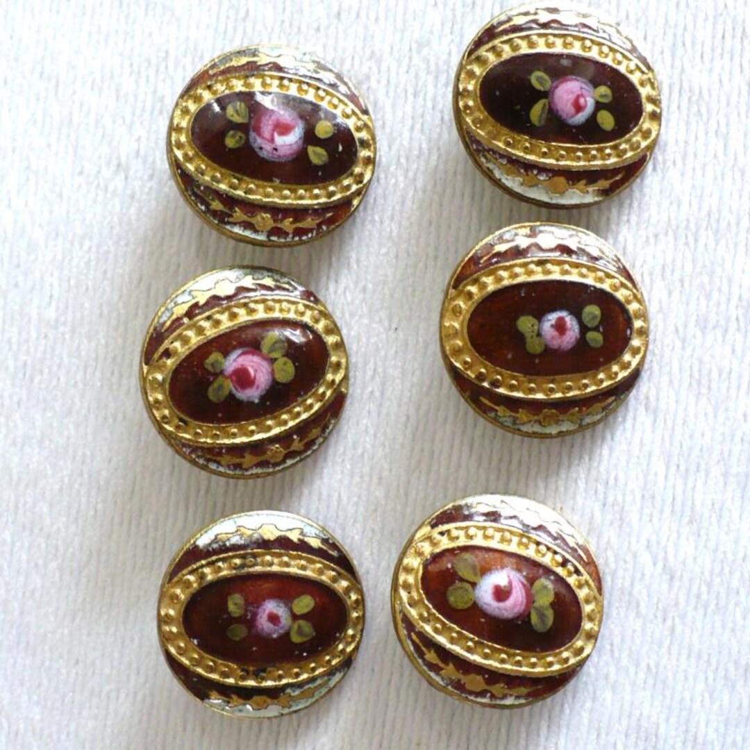 22L Emaux Peints Champleve Posy Buttons 1/2