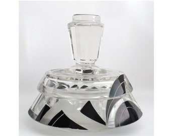 1930s Vintage Karl Palda Art Deco Vanity Trinket Box Container Czech Glass GetLuckyVintage