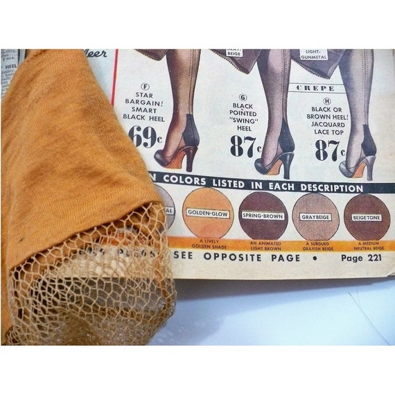 sz 10 1920s Silk Mesh Seamed Thigh Stockings Get … - image 6