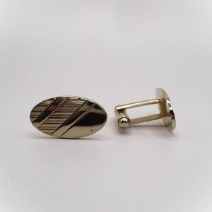 The Stripe Statement Cufflinks Vintage Gold Tone Oval Cuff Links Men&#39;s Jewelry Get Lucky Vintage