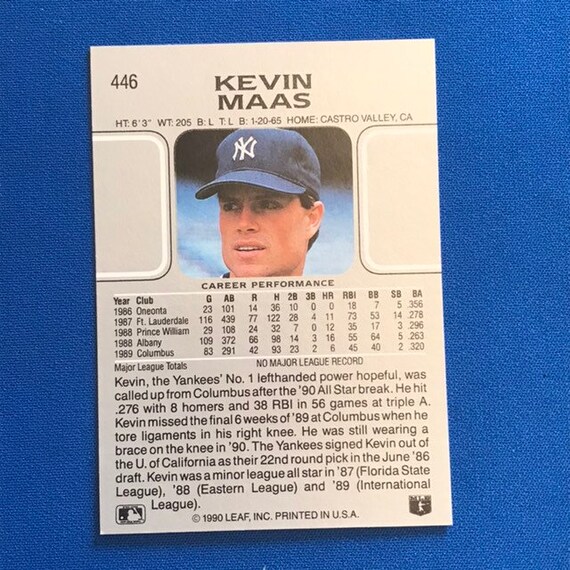 1990 Leaf 446 Kevin Maas New York Yankees RC Rookie Card Baseball 
