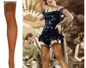 10x25 Rayon 1930s Thigh High Stockings, Hosiery, Get Lucky Vintage