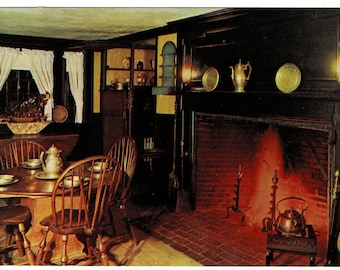 1960s Longfellow Inn MA  Postcard, Washington Dining Room