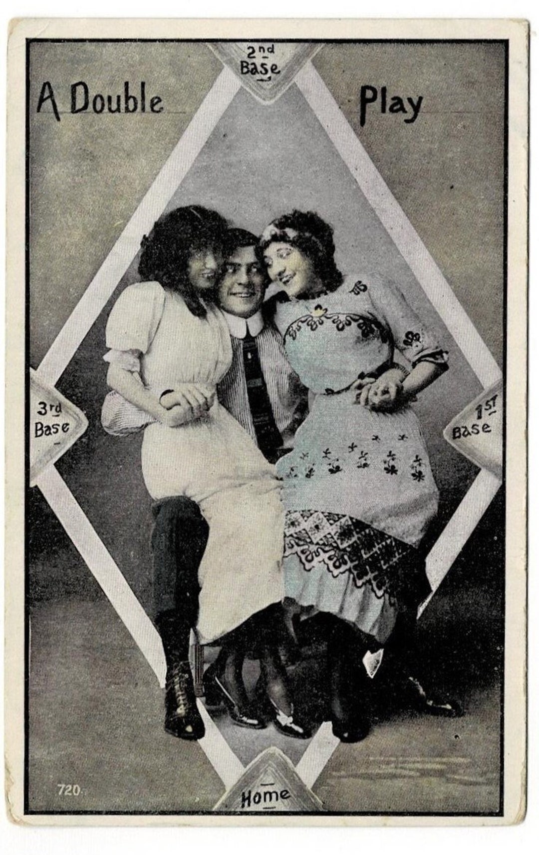 1909 Double Play Baseball Innuendo Postcard Get Lucky Vintage Etsy