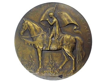 1899 Joan of Arc Before Battle France Medal Mouchon GetLuckyVintage