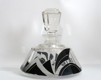 1930s Vintage Karl Palda Art Deco Perfume Bottle & Stopper Vanity Czech Glass GetLuckyVintage