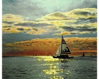 1960s Colorful Catamarans Sailing Hawaii Postcard