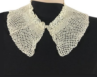 1930s Lace Collar Ecru Handmade Crochet Lace Collar GetLuckyVintage