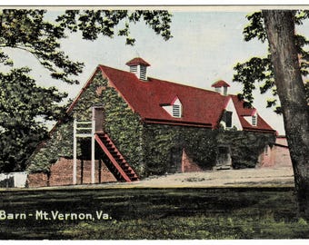 1910 Mount Vernon Barn in Virginia Postcard, Get Lucky Vintage