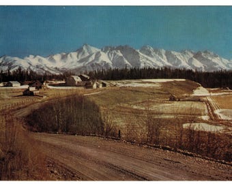 1950s Matanuska Valley Alaska Postcard, Chugach Mountains