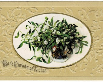 1913 Christmas Mistletoe Postcard