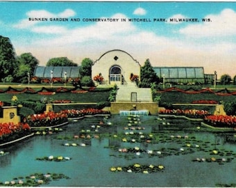 1940 Milwaukee WI Postcard, Mitchell Park