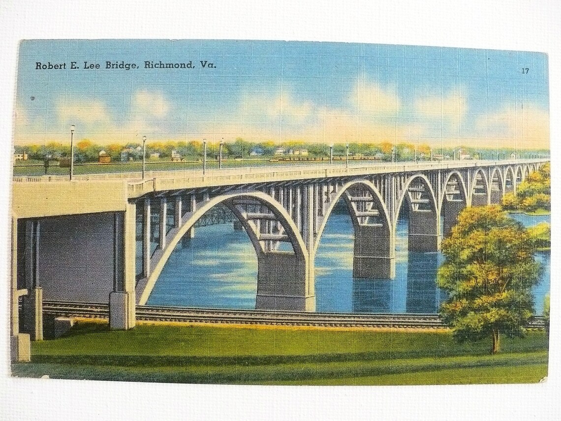 1946 Robert E Lee Bridge Richmond Virginia Postcard Posted Etsy UK