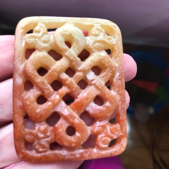 1980s Vintage Chinese Endless Knot Amulet Plaque … - image 2