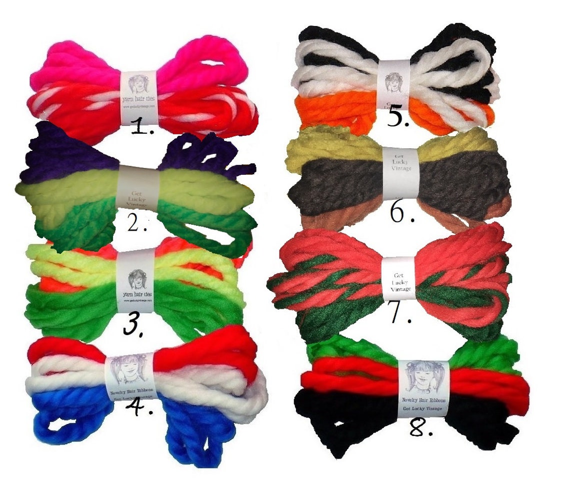 1970's Vintage Yarn Hair Ribbons Ties Fourth of July 4th Etsy